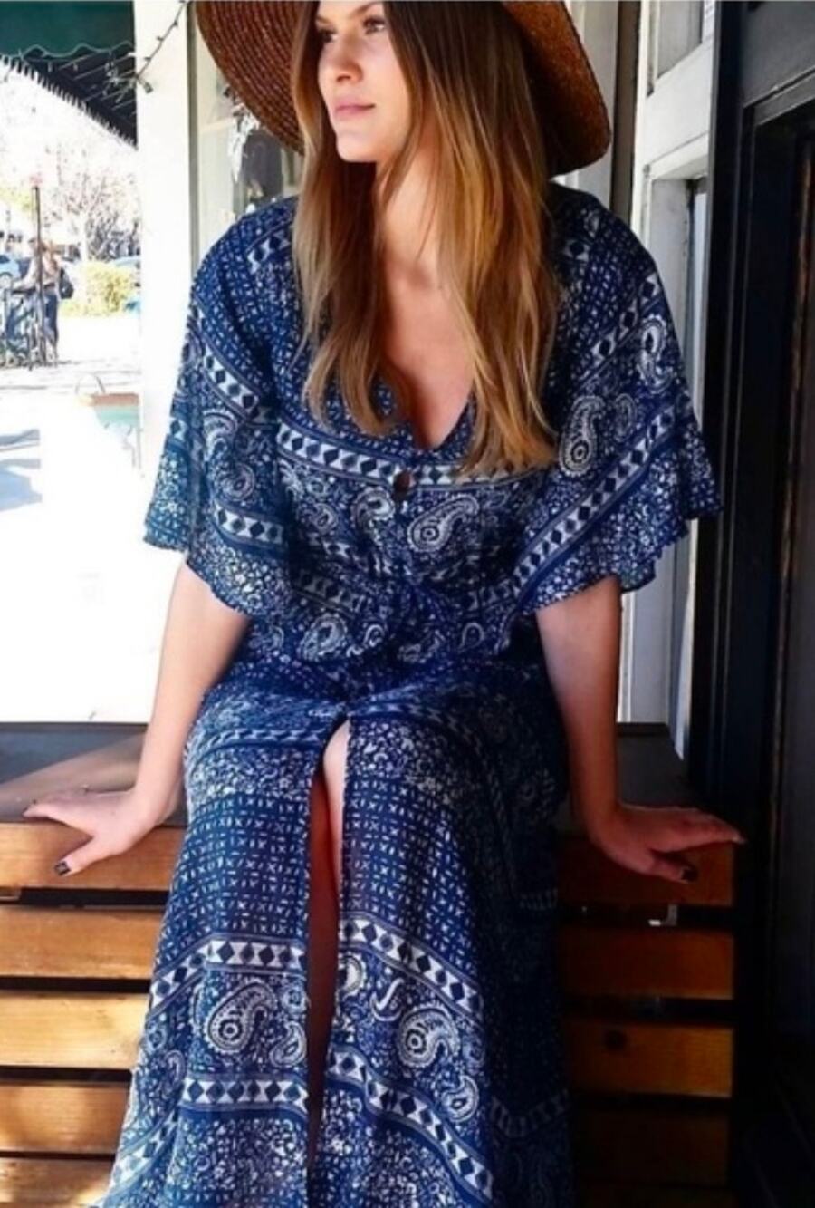 Amuse Society Bohemian Blue Maxi Dress